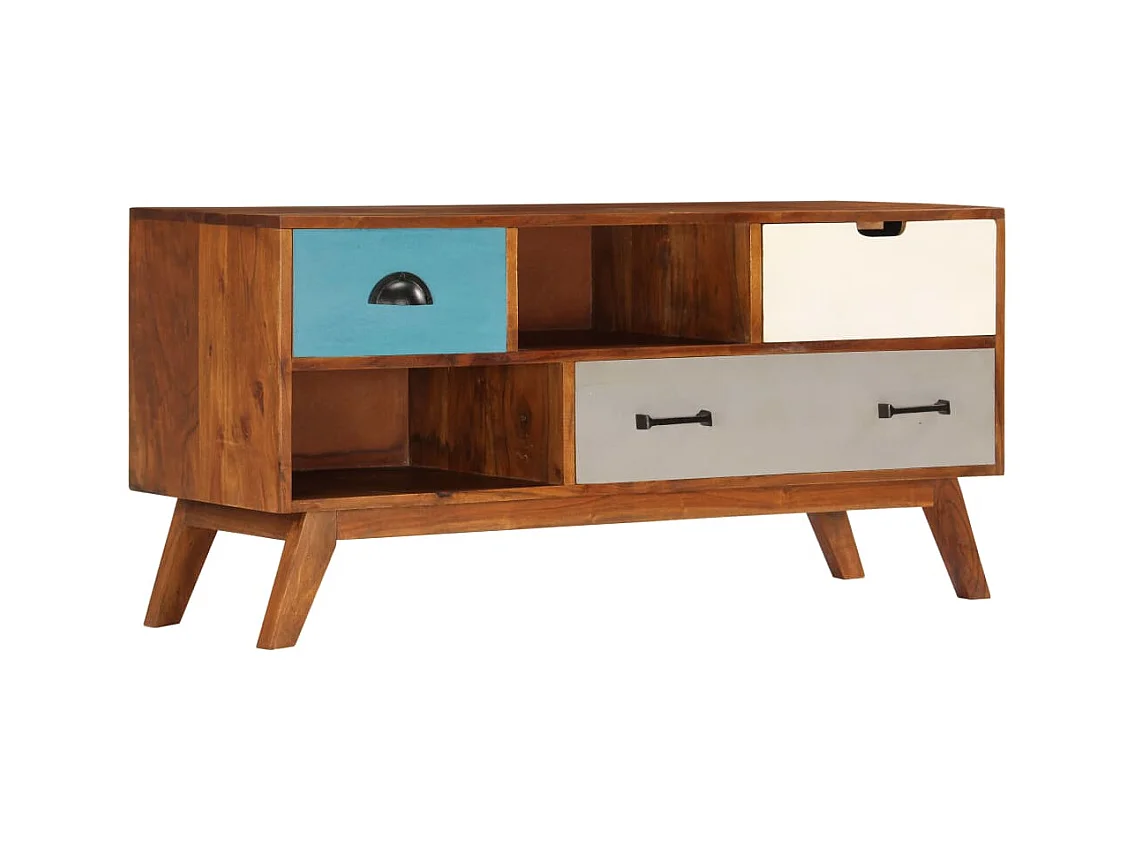 Mueble TV Buffet TV diseño práctico con 3 cajones 110 cm madera maciza de acacia 2502096