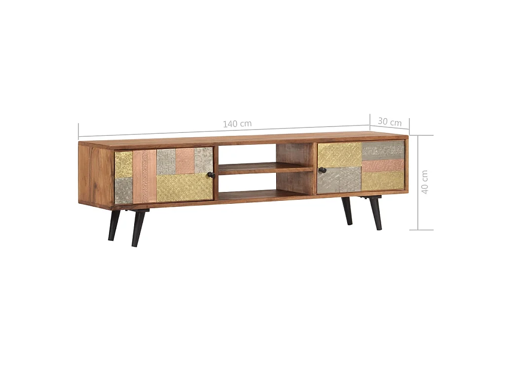 Móvel de TV/aparador de design prático 140 cm madeira maciça de acácia 2502074