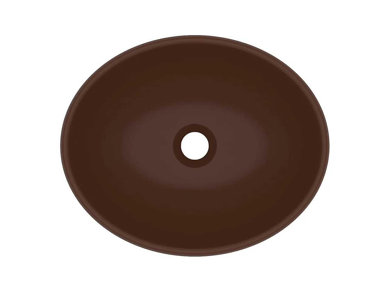 Lavabo ovalado de lujo sobre encimera, lavabo, baño, cocina, interior de casa, 40 x 33 cm, cerámica marrón oscuro mate 02_0002671
