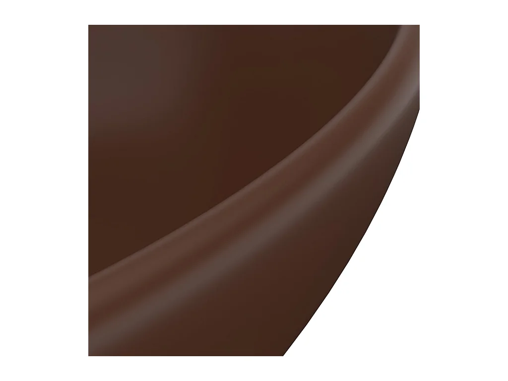 Lavabo ovalado de lujo sobre encimera, lavabo, baño, cocina, interior de casa, 40 x 33 cm, cerámica marrón oscuro mate 02_0002671