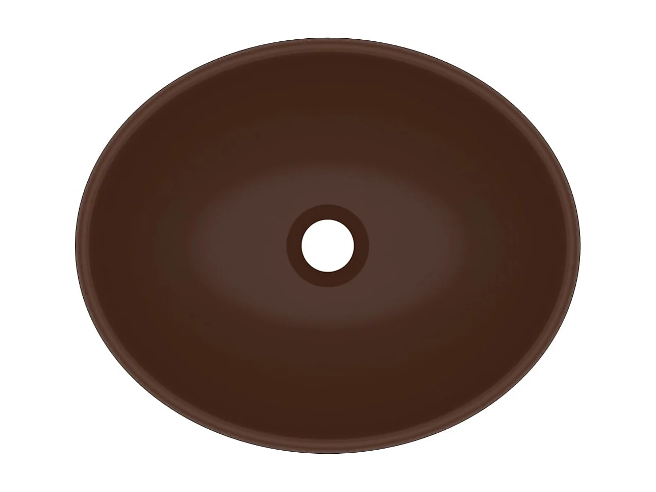 Lavabo ovalado de lujo sobre encimera, lavabo, baño, cocina, interior de casa, 40 x 33 cm, cerámica marrón oscuro mate 02_0002671