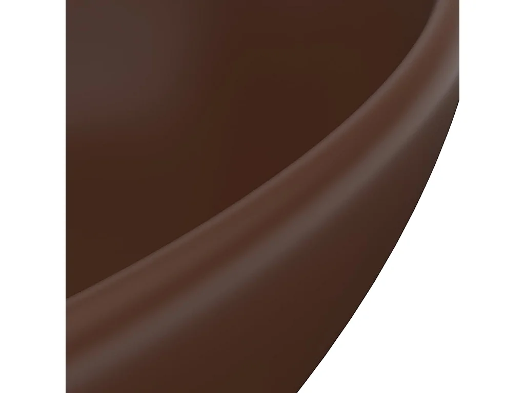 Lavabo ovalado de lujo sobre encimera, lavabo, baño, cocina, interior de casa, 40 x 33 cm, cerámica marrón oscuro mate 02_0002671