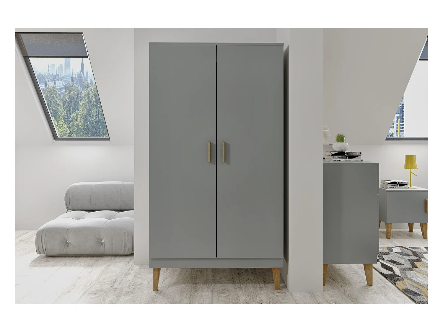 Armoire 2 portes Kubi - Gris