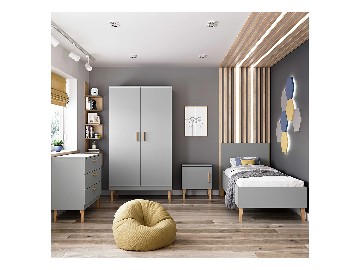 Armoire 2 portes Kubi - Gris