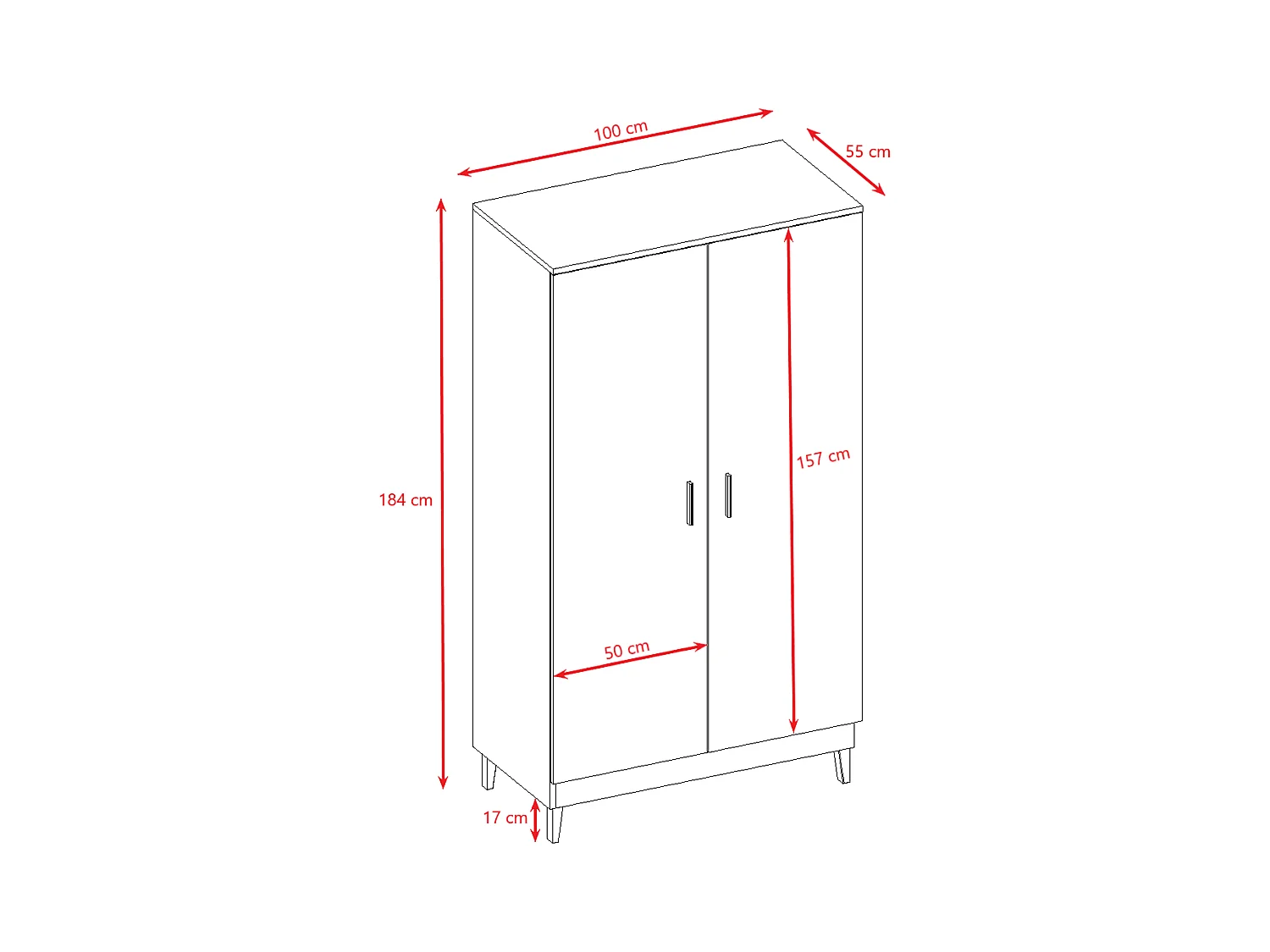 Armoire 2 portes Kubi - Gris
