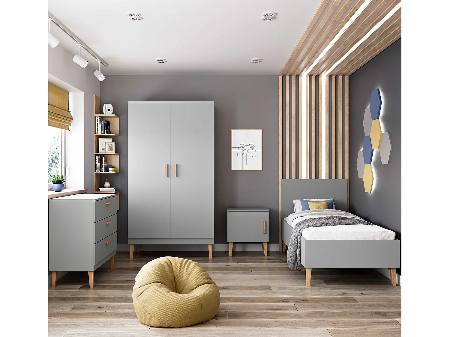 Armoire 2 portes Kubi - Gris