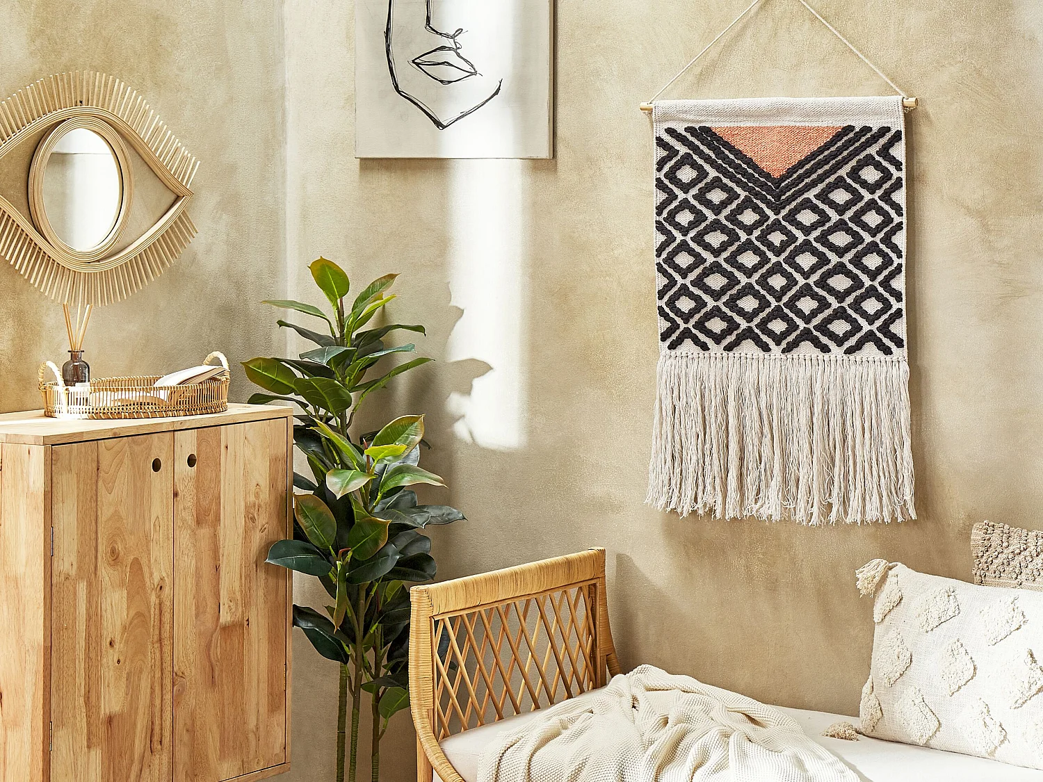 Makrama ścienna GOJRA Bawełna 106 cm Pomarańczowy