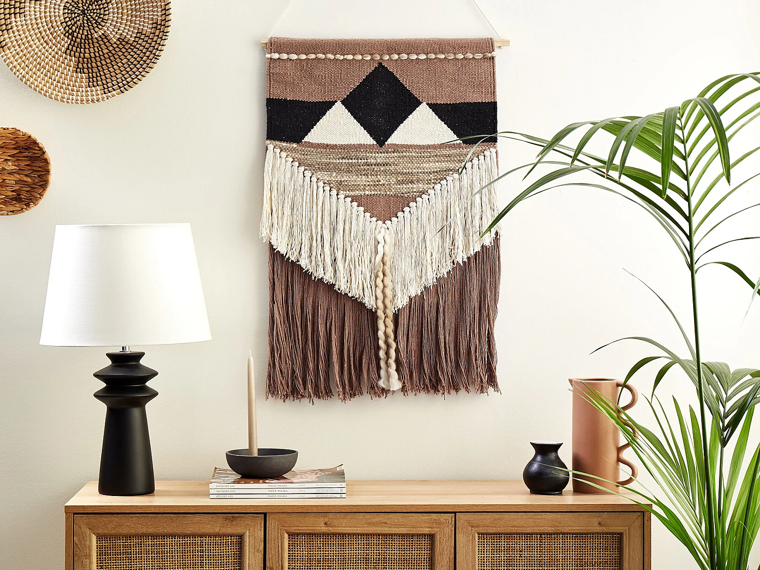 Wanddekoration Baumwolle braun / beige handgemacht Boho Wandbehang Dadu