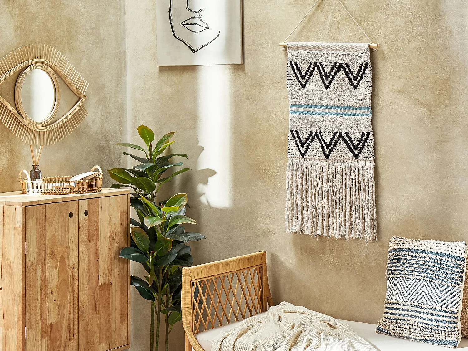 Suspension murale en tissu FAZILPUR Coton 113 cm Bleu