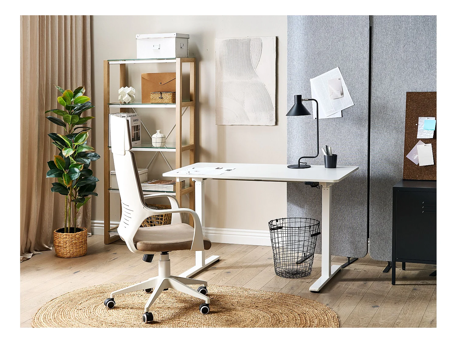 Biurko regulowane elektrycznie 120 x 60 cm białe GRIFTON