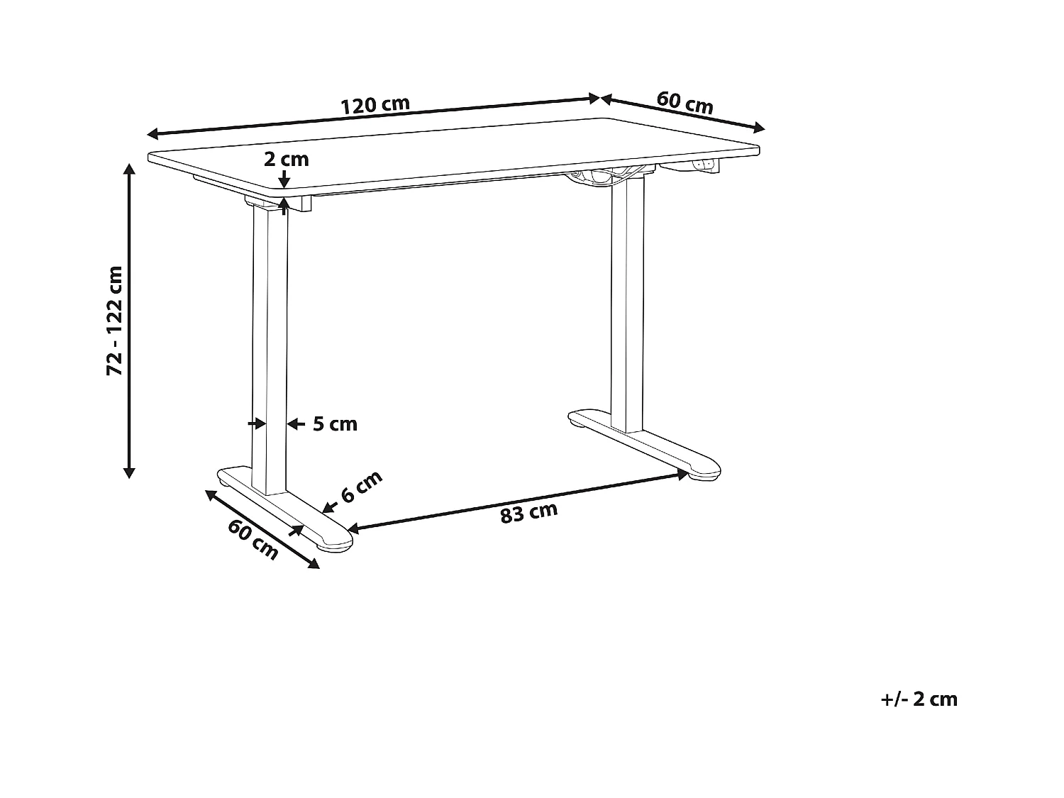 Biurko regulowane elektrycznie 120 x 60 cm białe GRIFTON