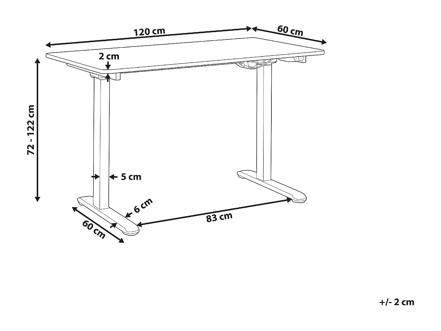 Bureau réglable en hauteur électriquement GRIFTON Blanc 120 cm 60 cm