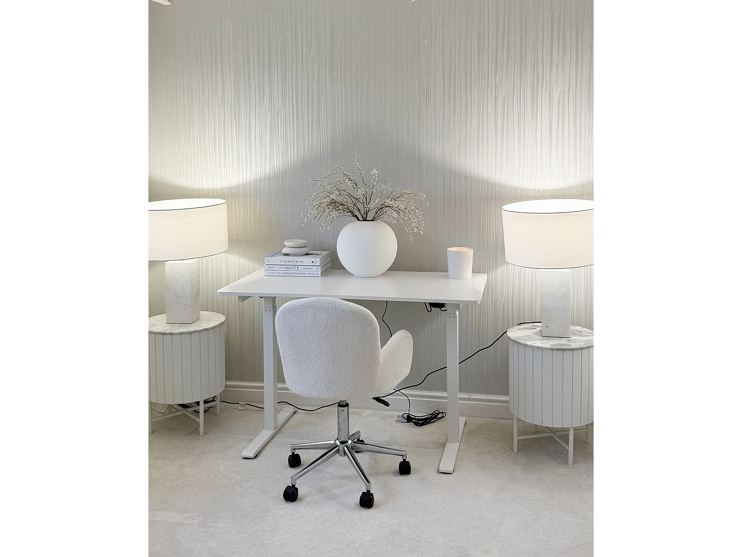 Schreibtisch weiss 120 x 60 cm elektrisch höhenverstellbar GRIFTON
