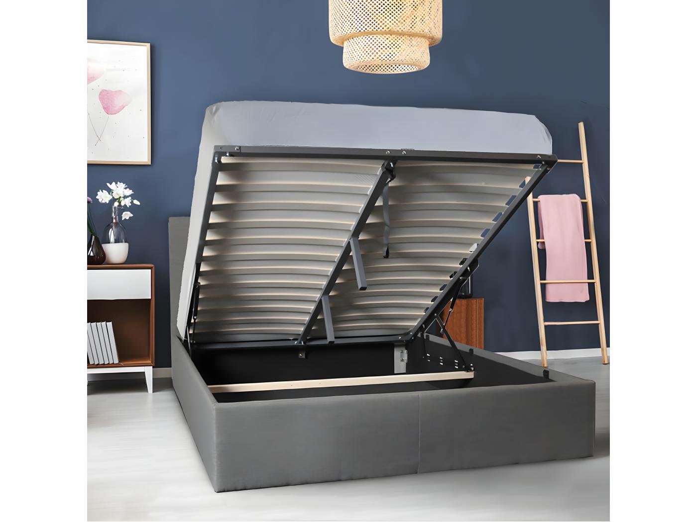 Lit coffre 160x200 sommier inclus Mily Gris foncé