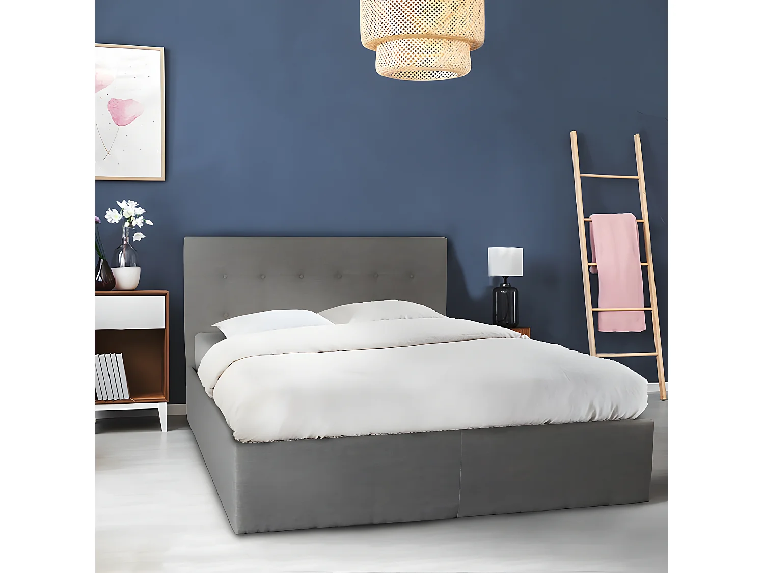 Lit coffre PARMA 160x200 + 1 sommier / Gris foncé