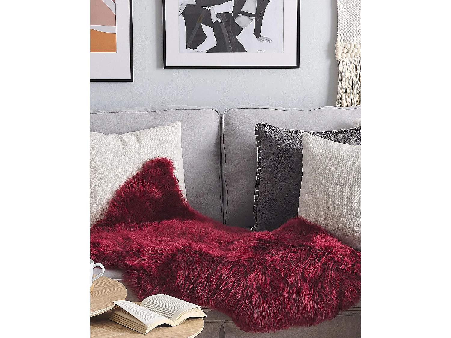 Déco en peau de mouton ULURU Rouge Bordeaux 65 x 110 cm