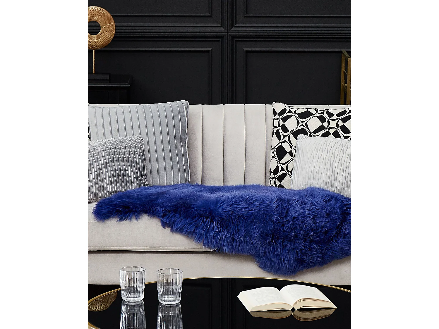 Schapenvel marineblauw 100-110 x 65 cm ULURU