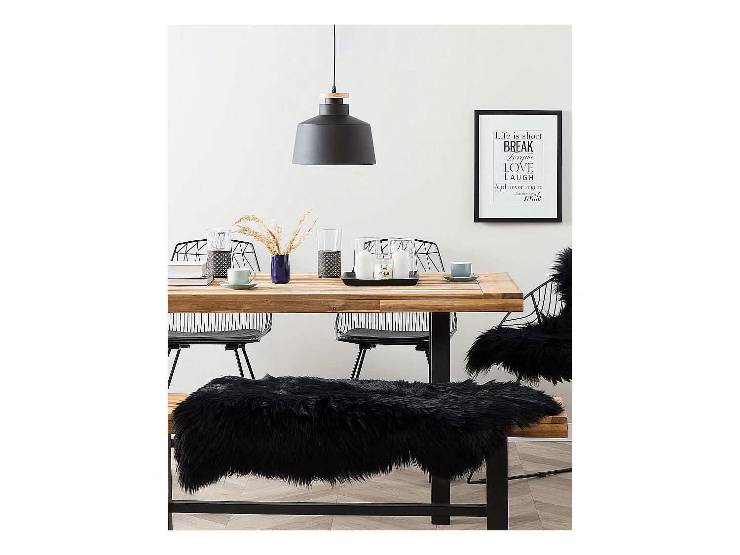 Déco en peau de mouton ULURU Noir 65 x 110 cm