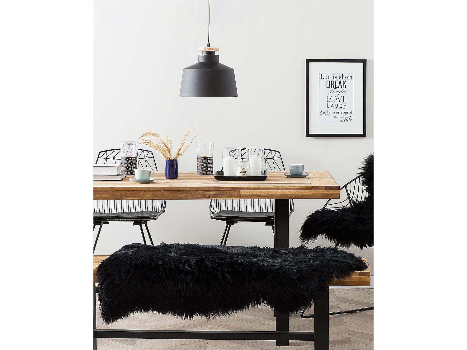 Déco en peau de mouton ULURU Noir 65 x 110 cm