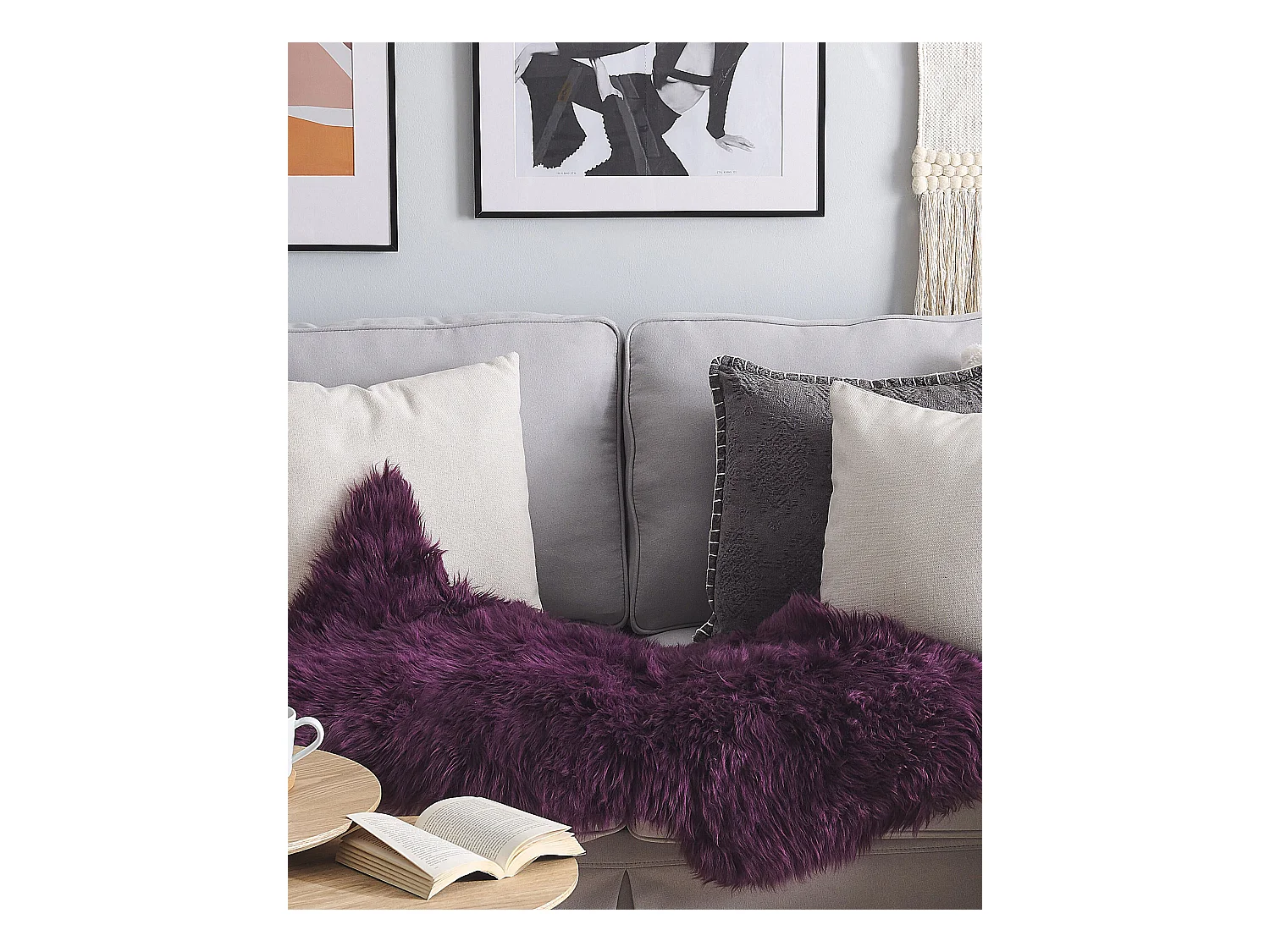 Stilvolles Schaffell natürliches Leder violett 65 x 110 cm Uluru