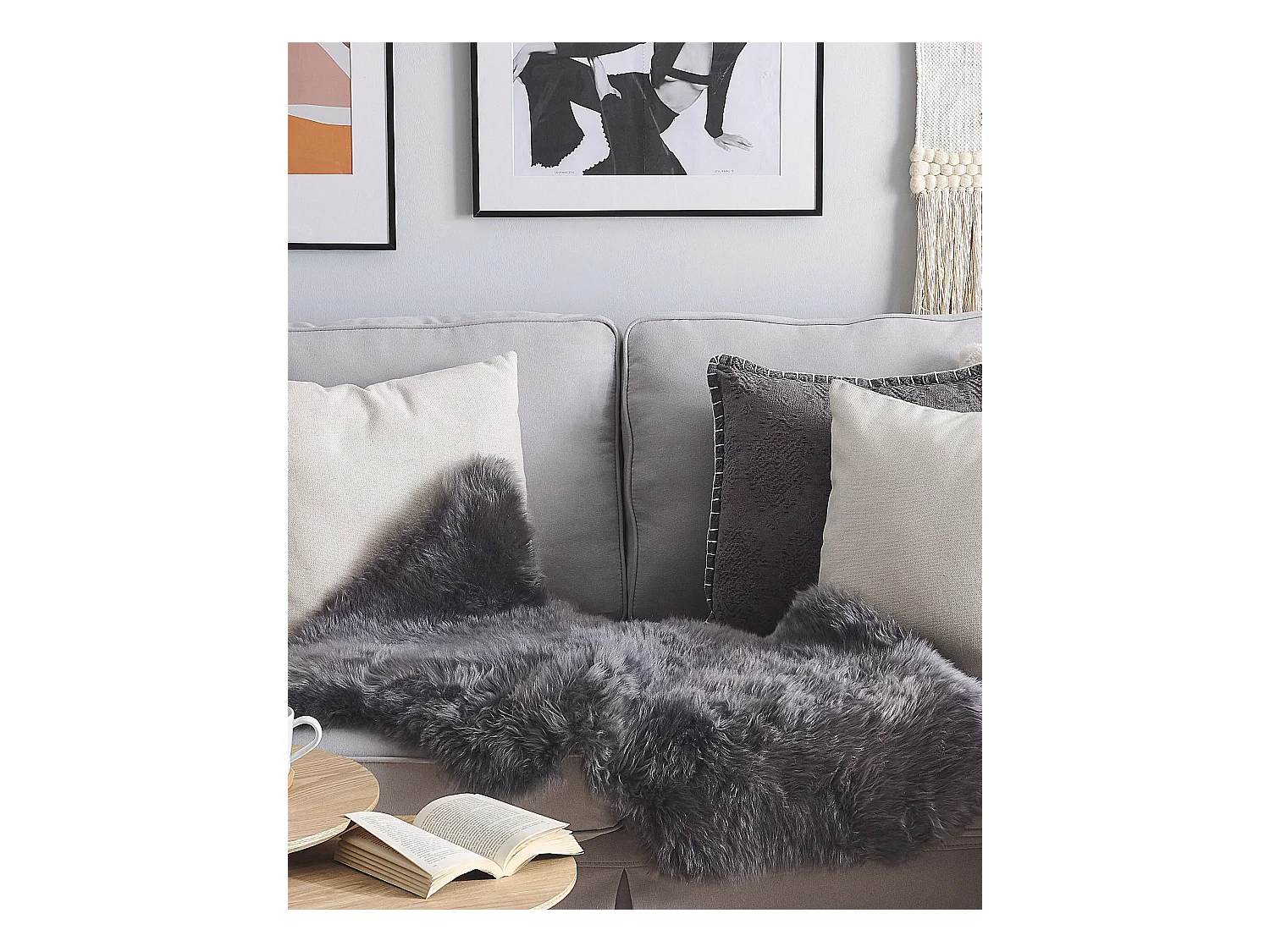Déco en peau de mouton ULURU Gris foncé 65 x 110 cm
