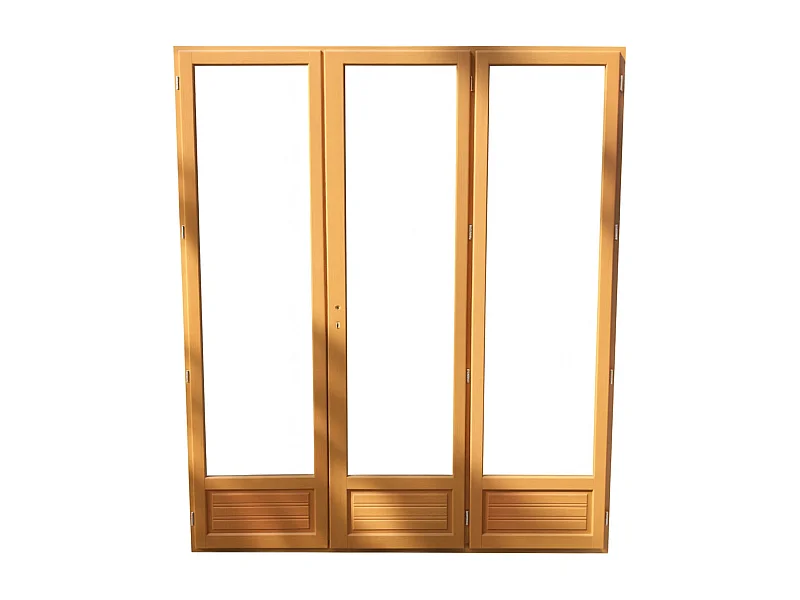 Gd Menuiseries Houten Raamdeur 3 Bladeren H215 X L180 Ribbentafel