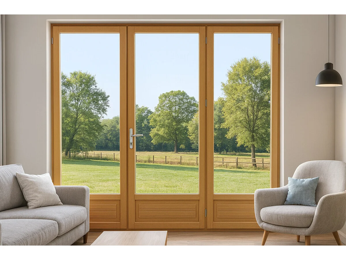 Porte Fenetre Bois 3 Vantaux  H215 X L180 Cotes Tableau Gd Menuiseries