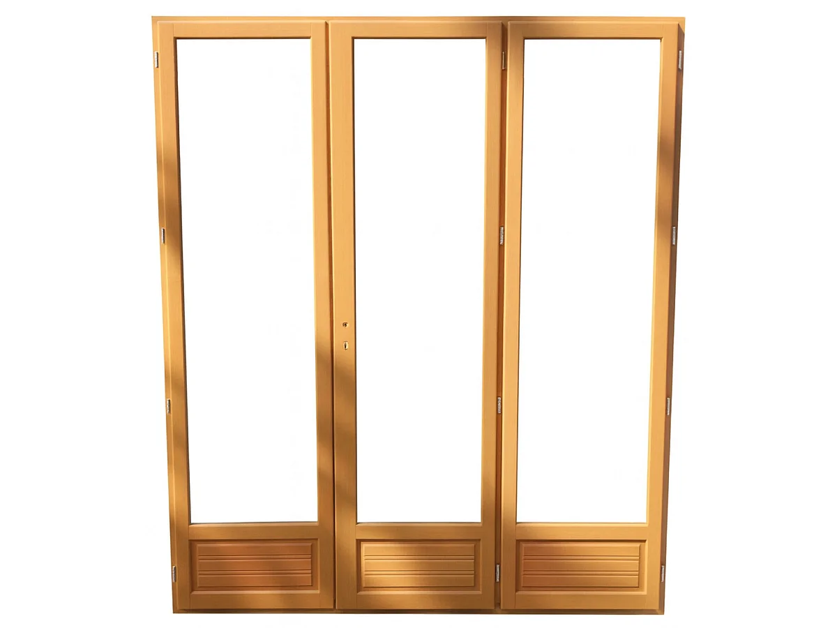 Porte Fenetre Bois 3 Vantaux H215 X L180 Cm Côte Tableau Gd Menuiseries