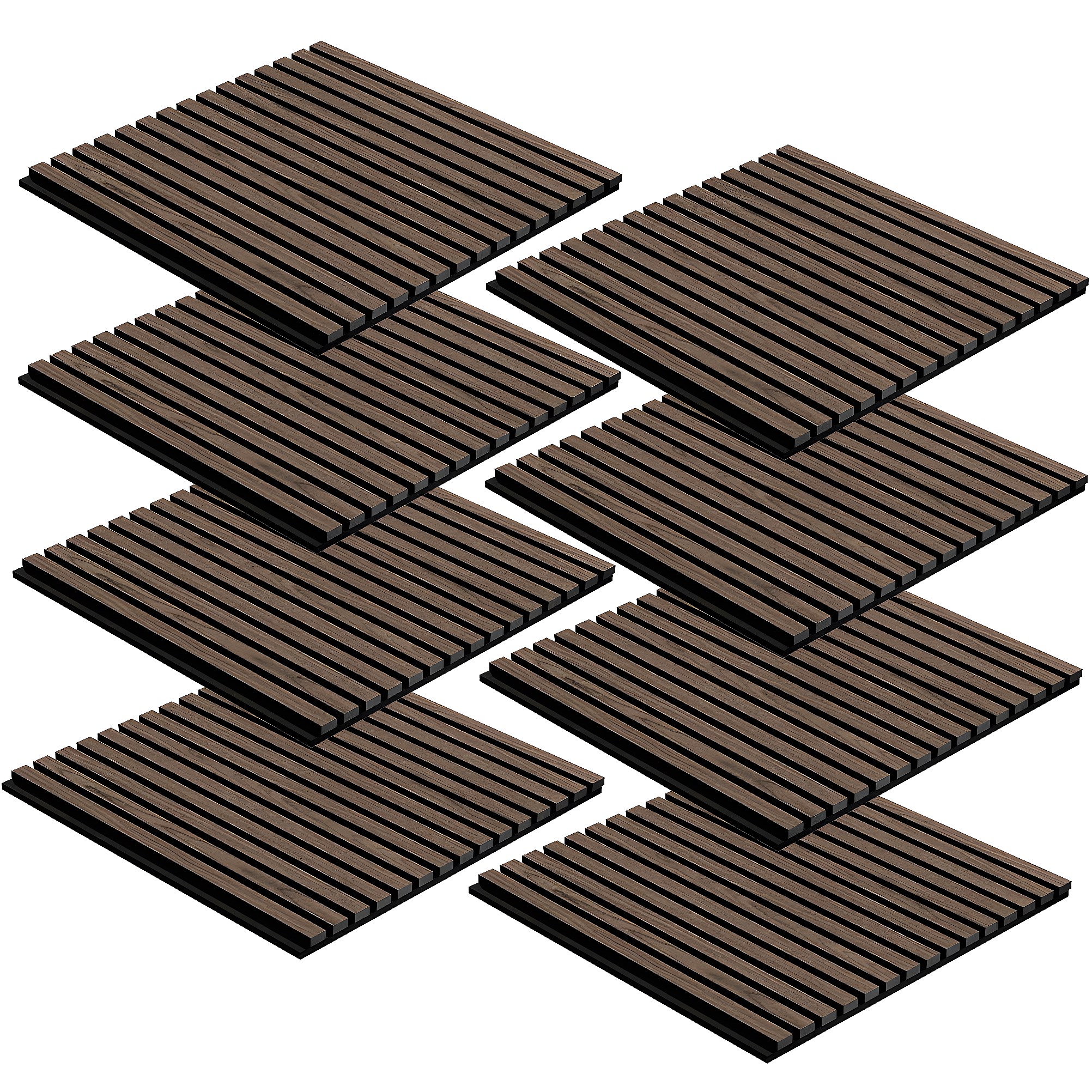 Lot De 4 Panneaux Muraux Acoustiques (WALNUT) 240 Cm X 60 Cm X 2,1 Cm | Leroy Merlin