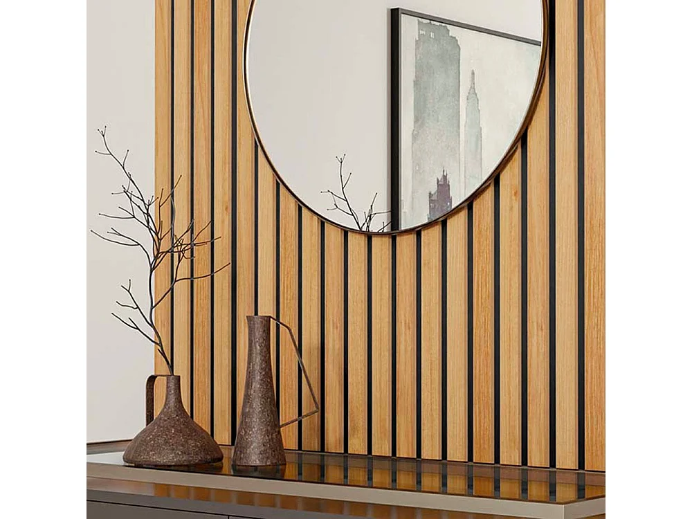 Lot de 4 panneaux muraux acoustiques tasseaux bois LOUIS 240x60 cm / 5,76 m2 - chêne clair