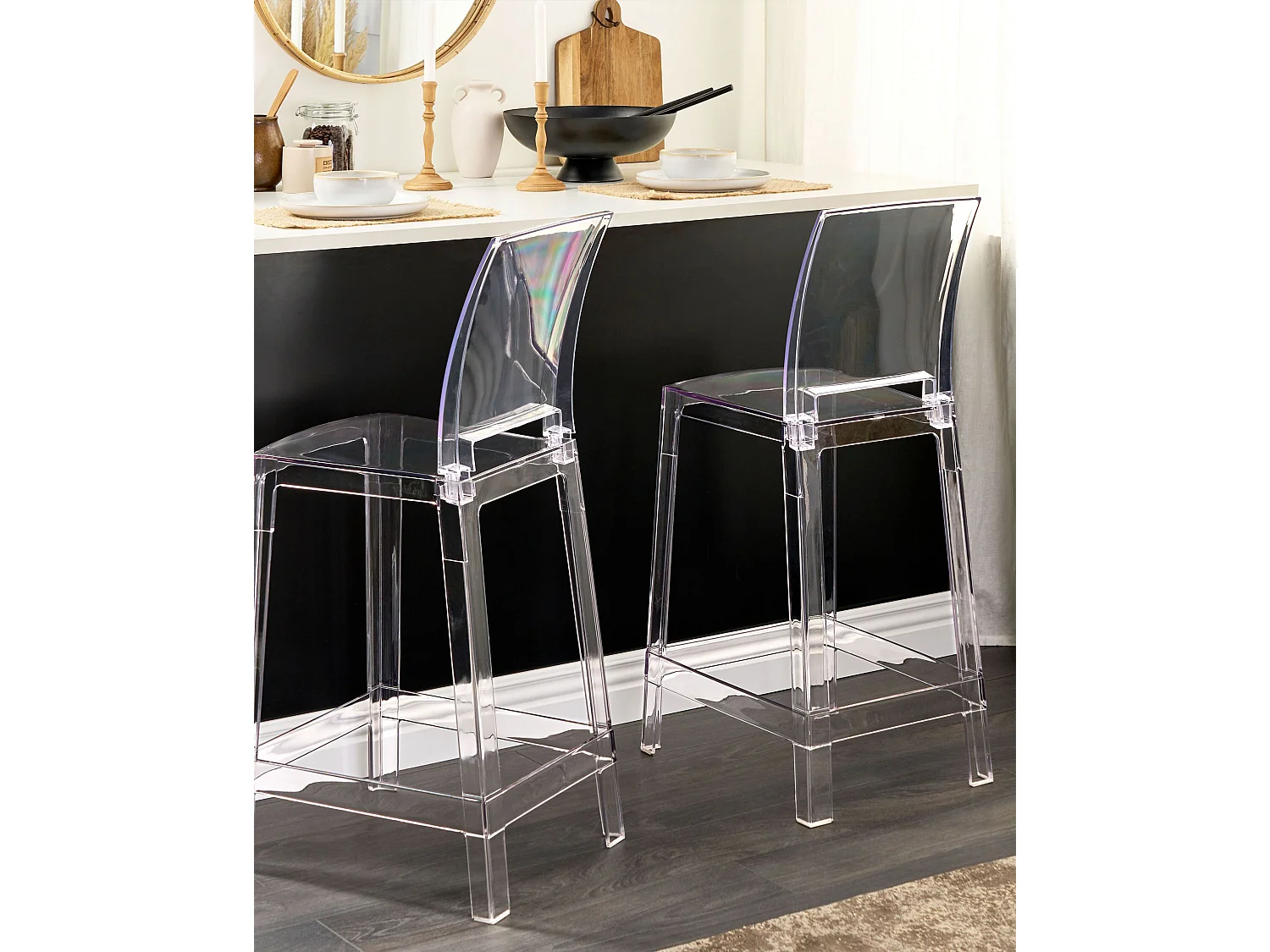 Lot de 2 chaises de bar WELLINGTON Transparent