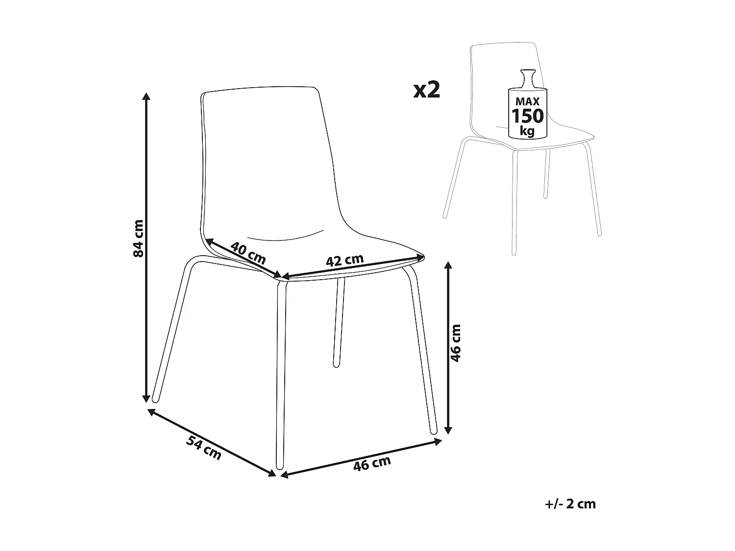 Lot de 2 chaises de salle à manger SILERTON Transparent