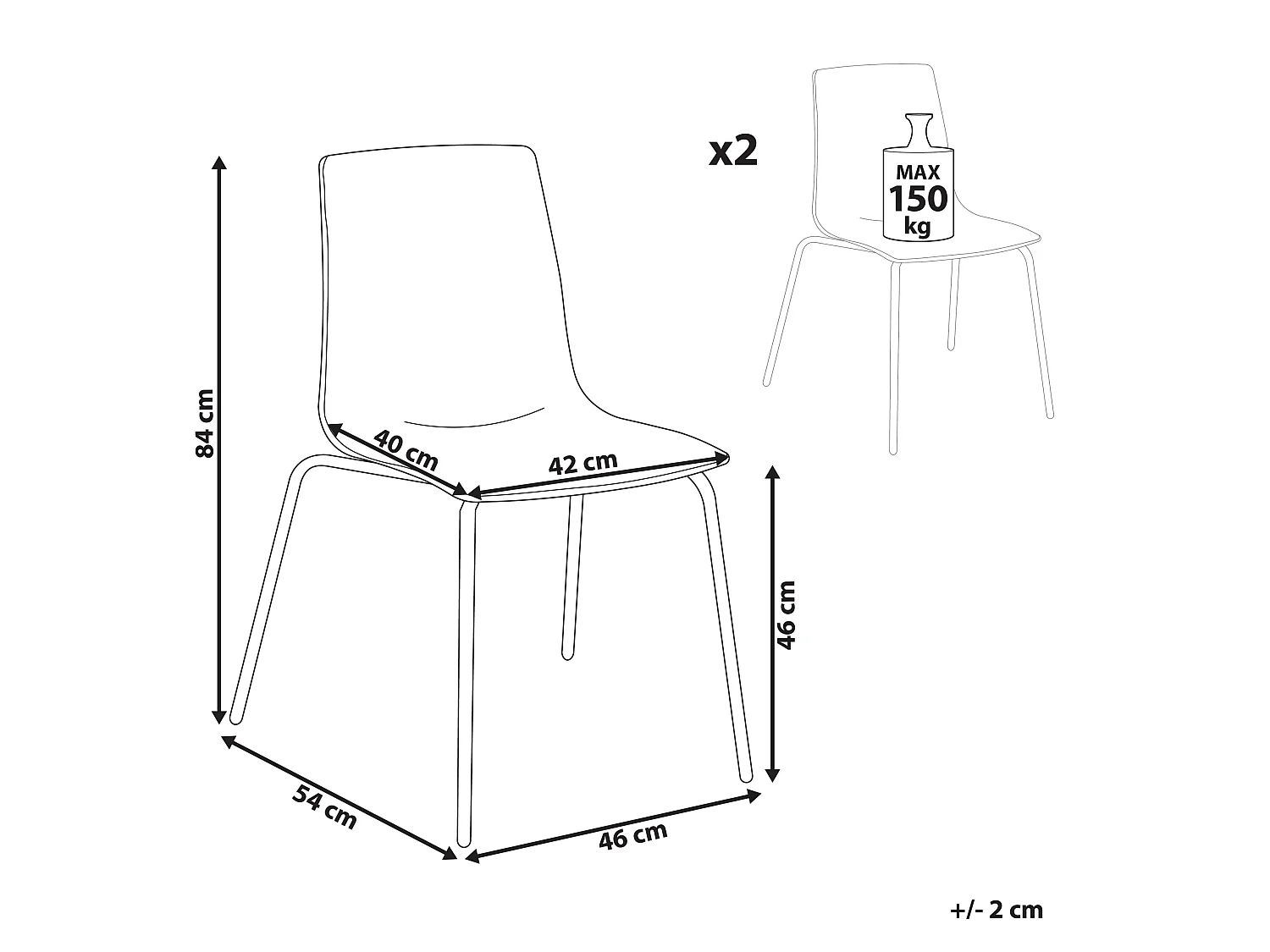 Set van 2 eetkamerstoelen SILERTON Transparant