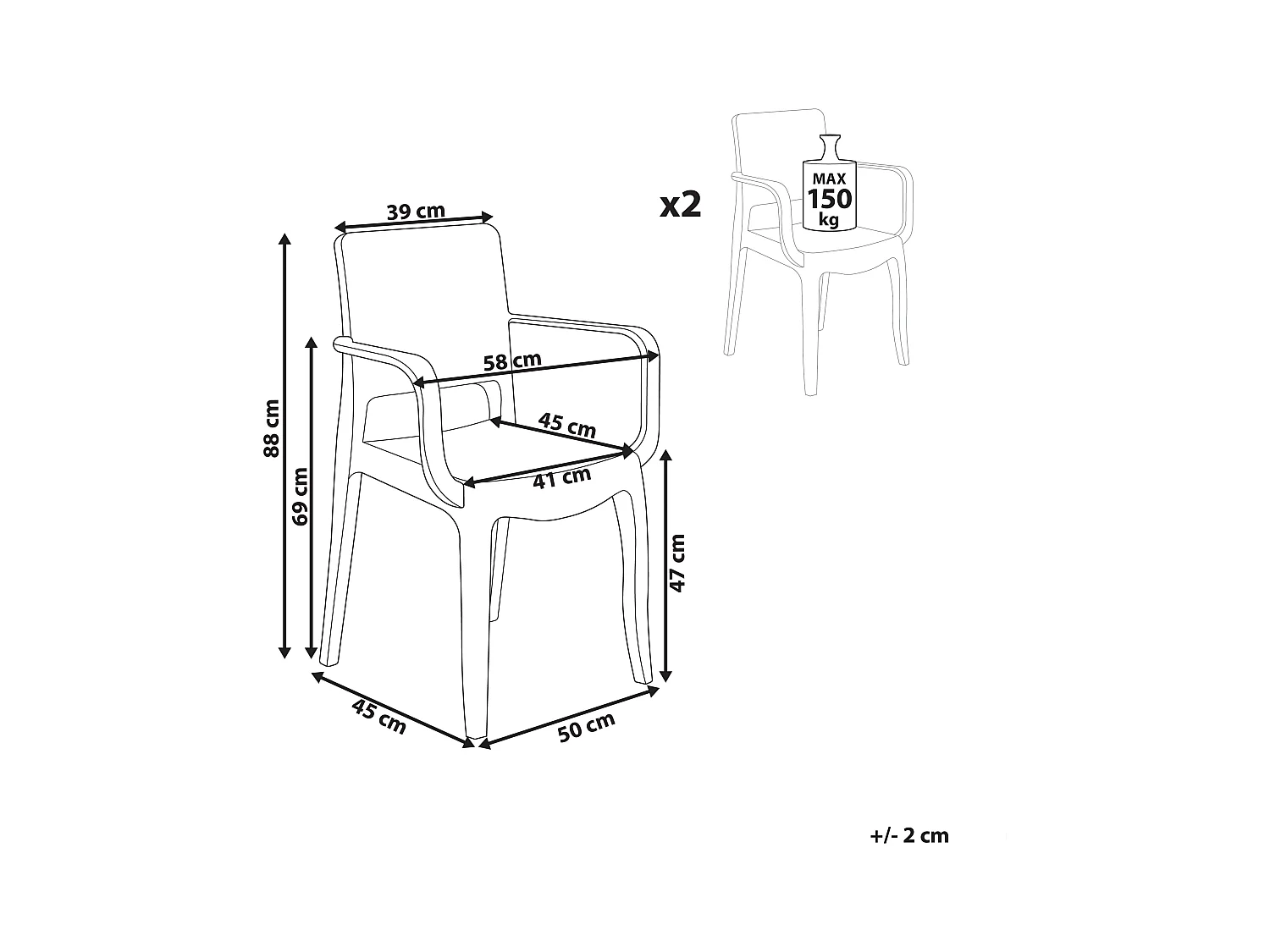 Set van 2 eetkamerstoelen KENWOOD Transparant