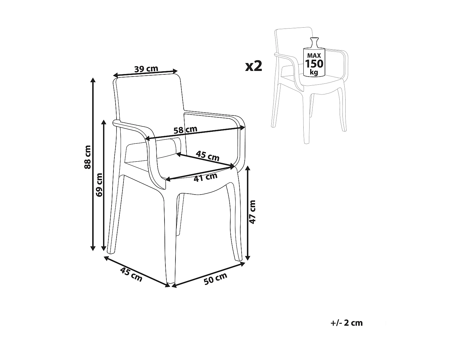 Set van 2 eetkamerstoelen KENWOOD Transparant