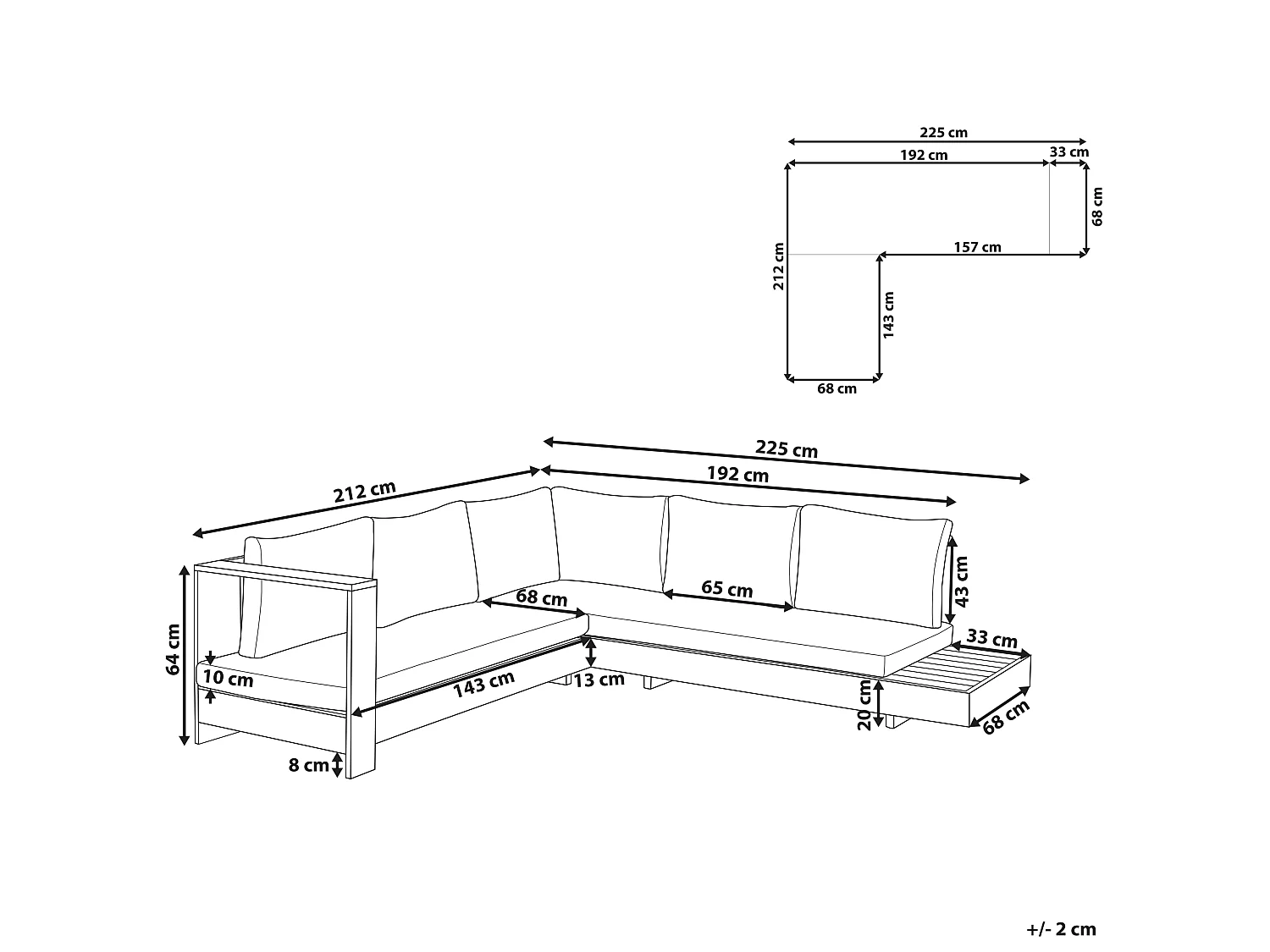 Loungeset MARETTIMO Acaciahout Gebroken wit Rechterzijde