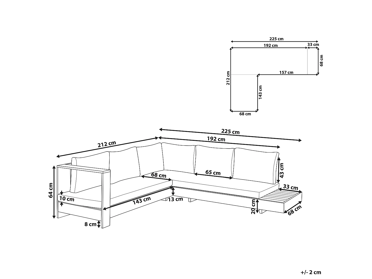Loungeset MARETTIMO Acaciahout Gebroken wit Rechterzijde