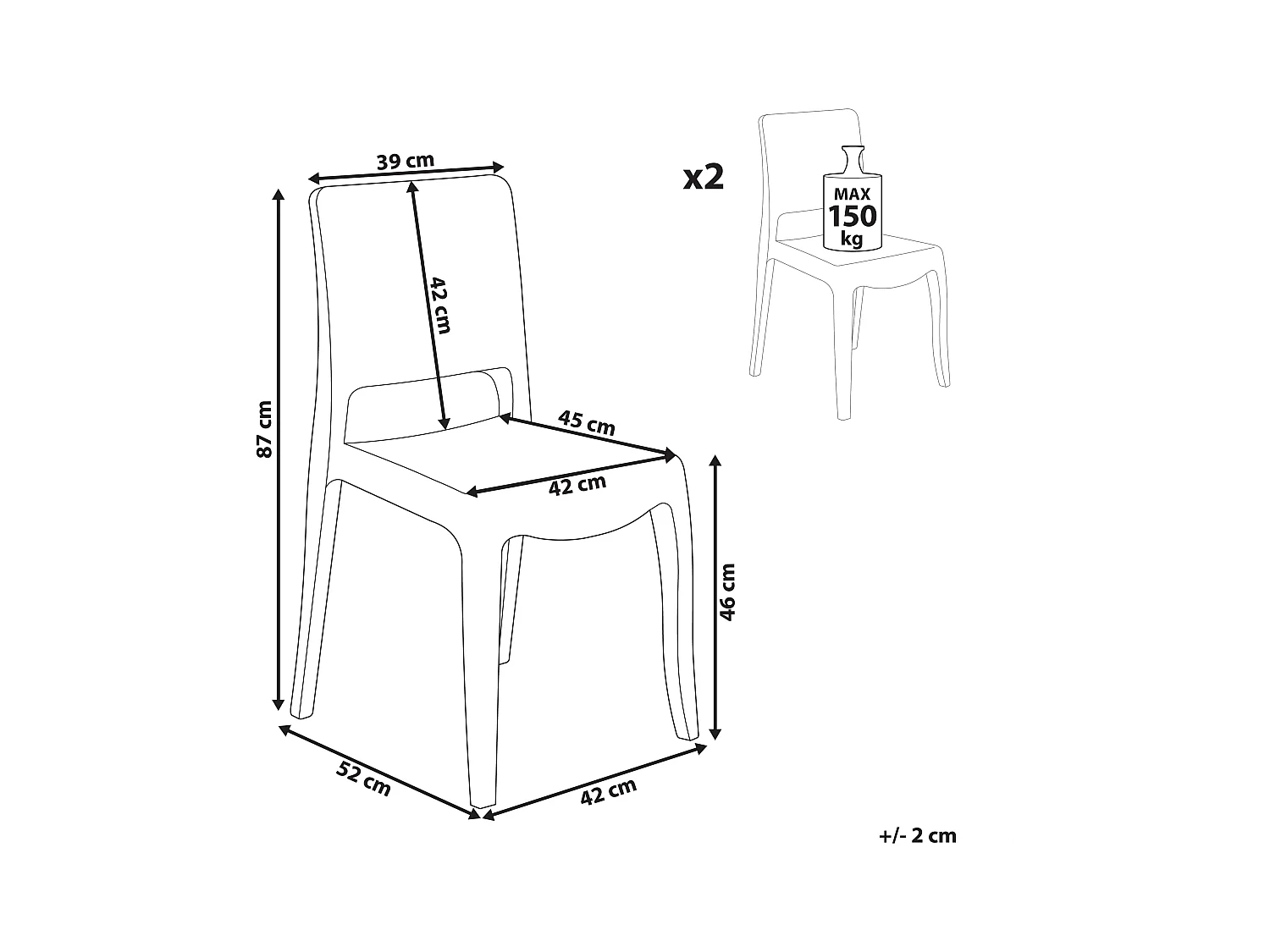 Lot de 2 chaises de salle à manger WESTBRIDGE Transparent