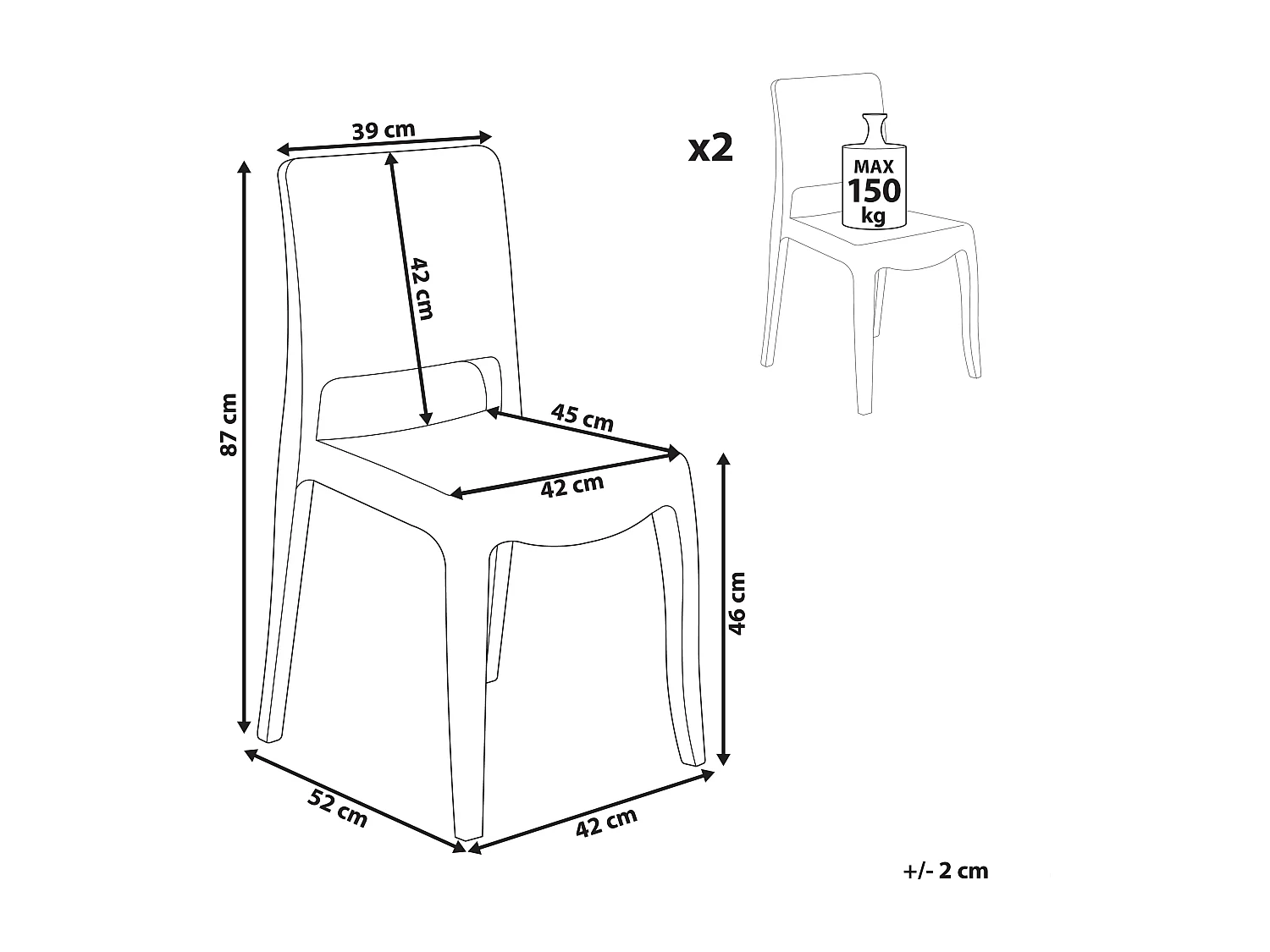 Lot de 2 chaises de salle à manger WESTBRIDGE Transparent