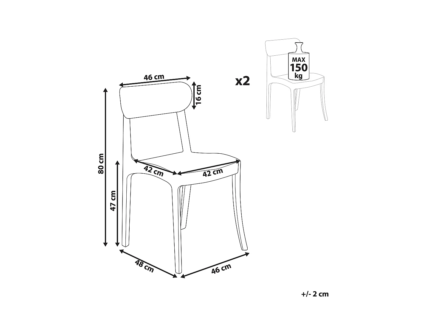 Set van 2 eetkamerstoelen COVINGTON Transparant