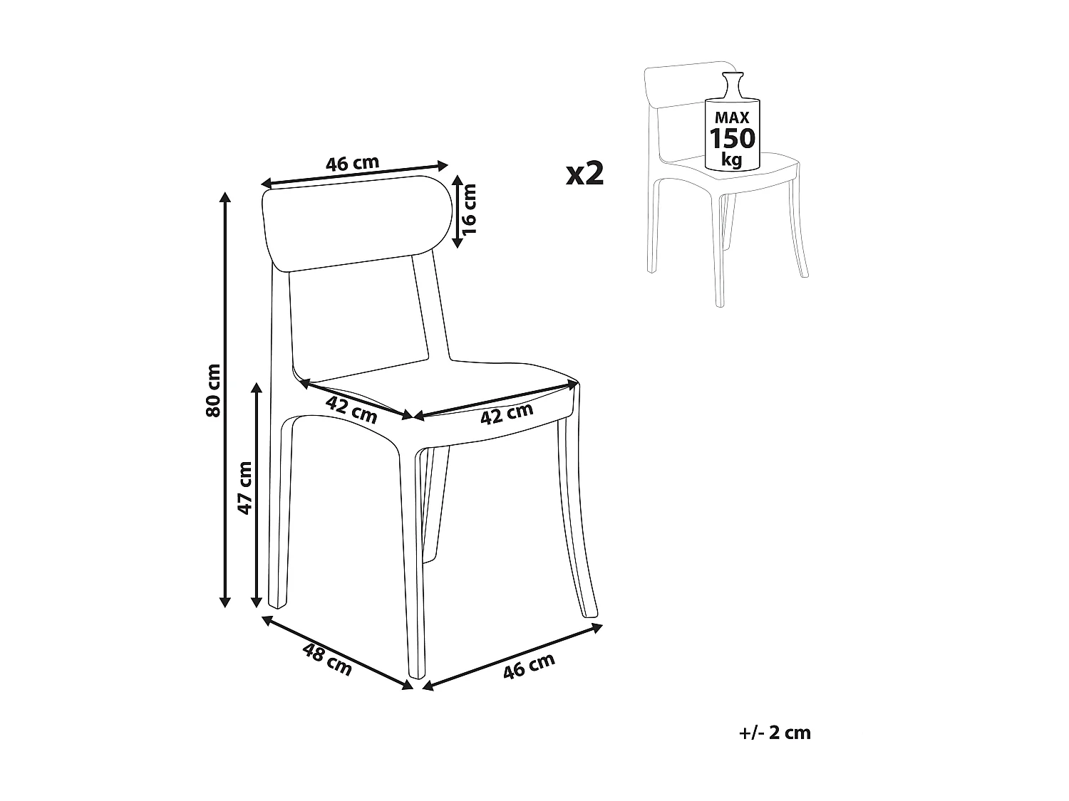 Lot de 2 chaises de salle à manger COVINGTON Transparent