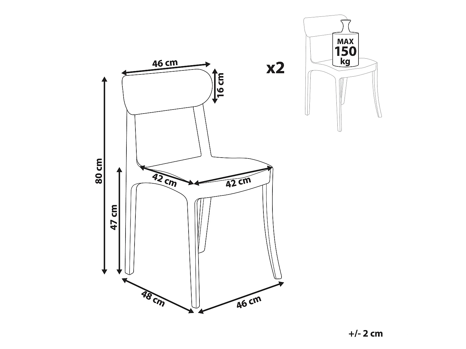 Lot de 2 chaises de salle à manger COVINGTON Transparent