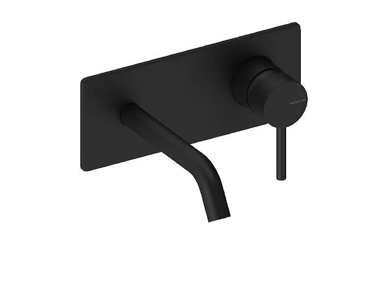 Grifo monomando mural con placa LOOP en 6 colores  14 cm