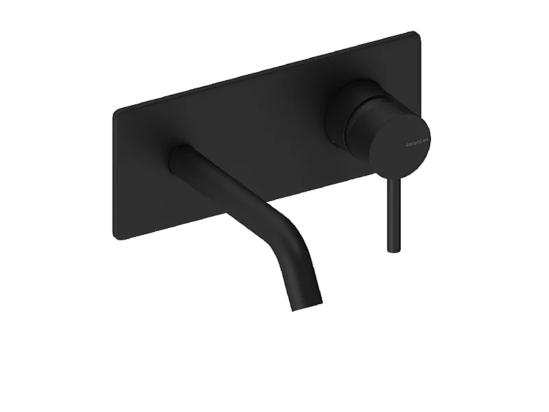 Grifo monomando mural con placa LOOP en 6 colores  14 cm