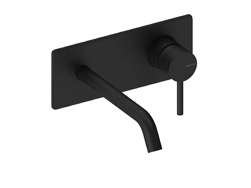 Grifo monomando mural con placa LOOP en 6 colores  18 cm