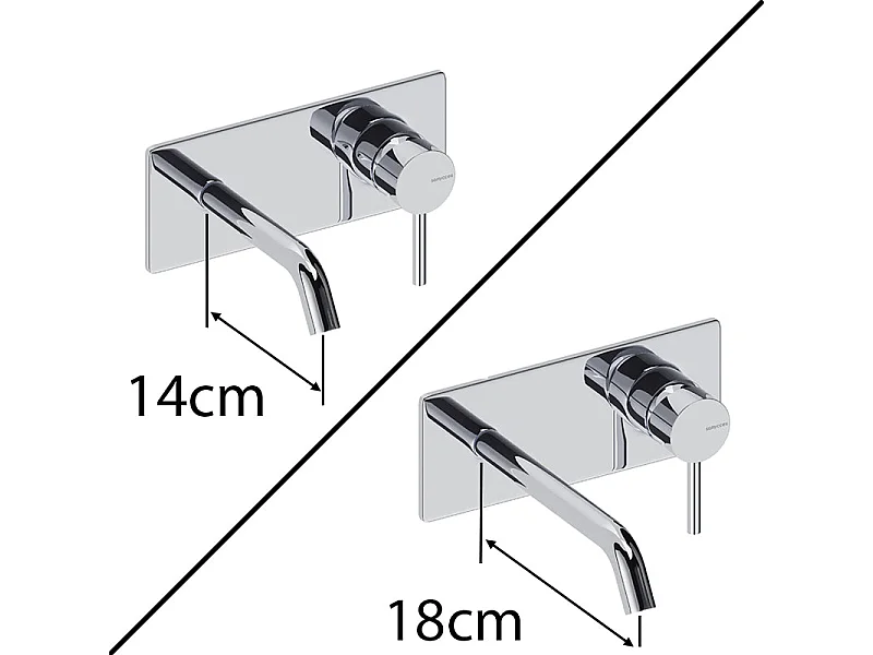 Grifo monomando mural con placa LOOP en 6 colores  18 cm