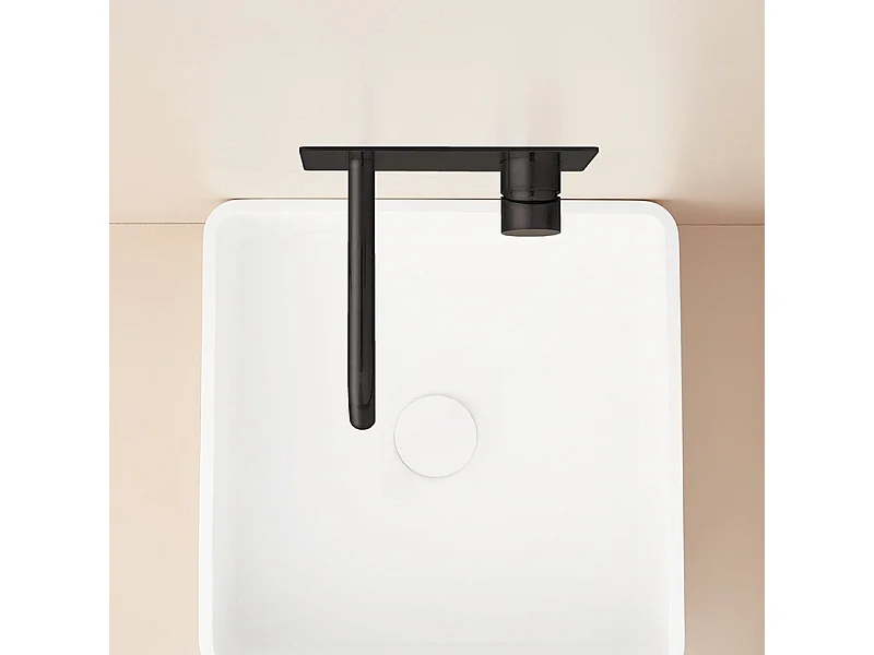 Grifo monomando mural con placa LOOP en 6 colores  18 cm