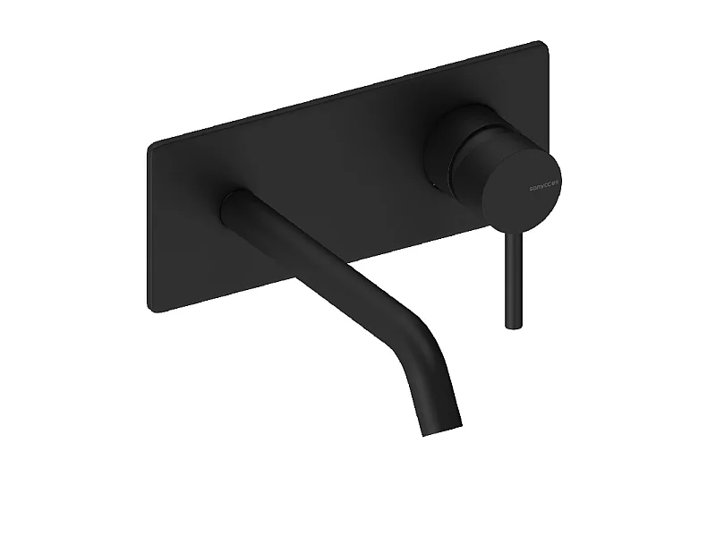 Grifo monomando mural con placa LOOP en 6 colores  18 cm