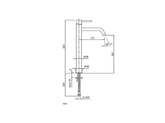 Grifo monomando para lavabo alto LOOP en 6 colores