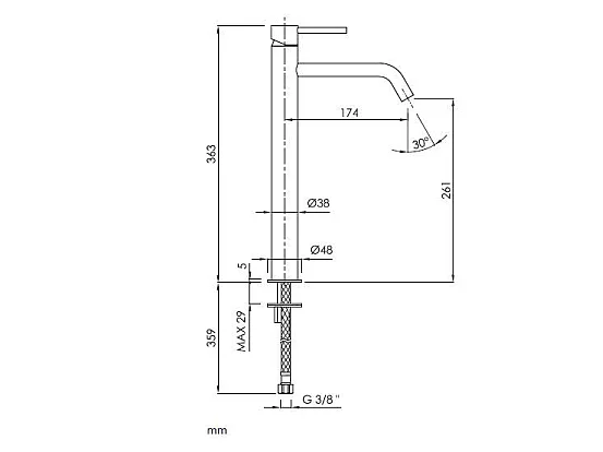 Grifo monomando para lavabo alto LOOP en 6 colores